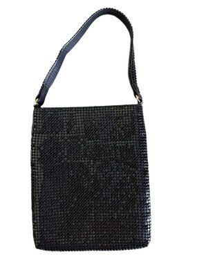 Vintage Black Metallic Mesh Evening Bag